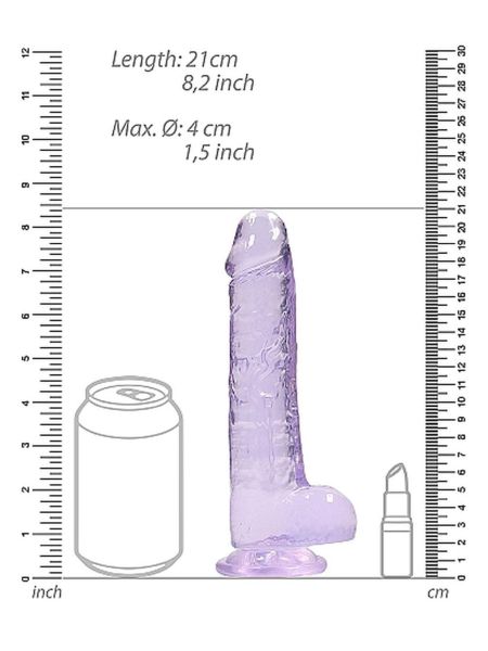 Dildo duże fioletowe z przyssawką i jądrami 21cm - 3
