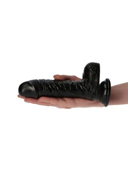 Dildo z przyssawką żylaste czarne realistyczne 16 cm - 5