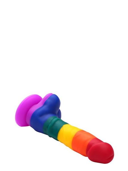 Dildo sztuczny penis tęczowy jądra przyssawka 20cm - 7