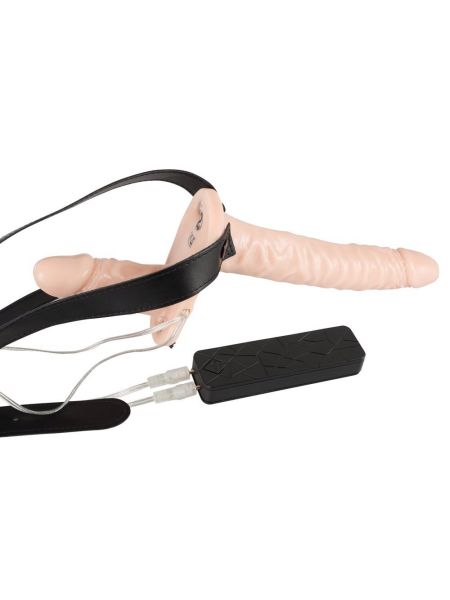 Podwójne kobiece strap-on 2 penisy wibracje 15cm - 4