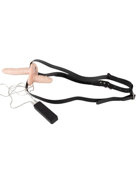 Podwójne kobiece strap-on 2 penisy wibracje 15cm - 5