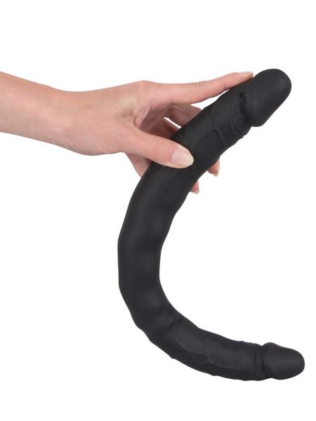 Dildo długie duże podwójne elastyczne czarne 40cm - 11