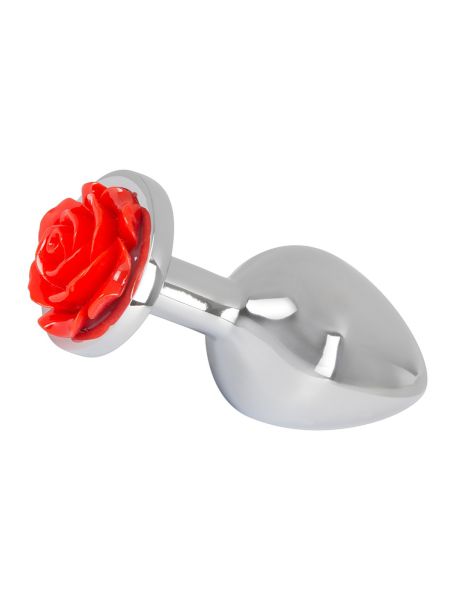 Stalowy plug analny metalowy korek ozdoba róża 9cm - 4