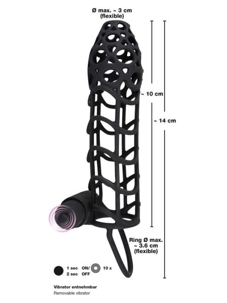 Elastyczna wibrująca klatka nakładka na penisa - 10