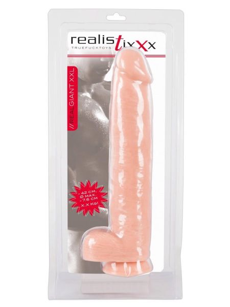 Miękkie duże dildo realistyczny wygląd żylasty trzon 42 cm - 2