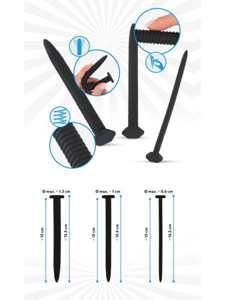 Zestaw 3 dilatory do cewki moczowej penisa BDSM - 10