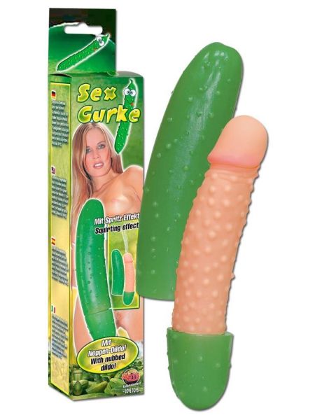 Dildo ogórek z penisem w środku tryskające 25cm - 7