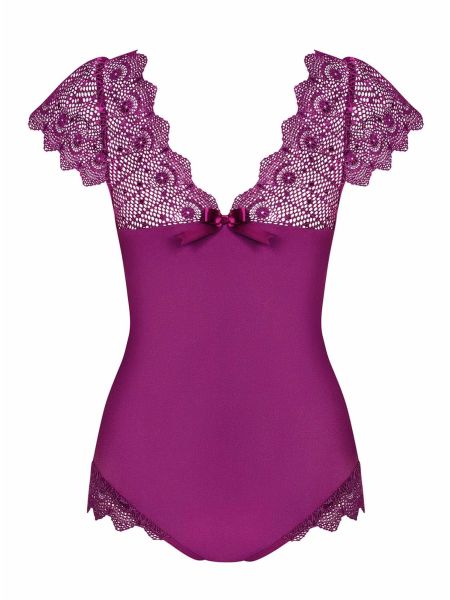 Erotyczne eleganckie body koronkowe Moketta L/XL fioletowe - 6