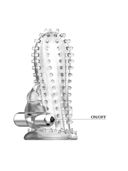 Rozciągliwa stymulująca nakładka na penisa wibruje - 5