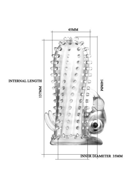 Rozciągliwa stymulująca nakładka na penisa wibruje - 7