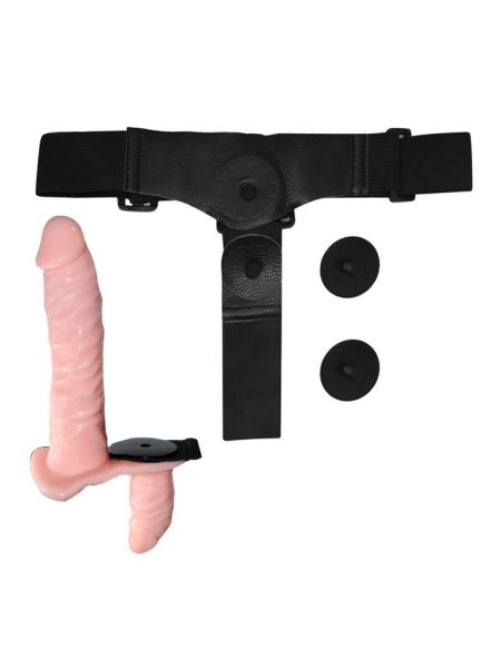 Podwójna proteza penisa strap-on z wibracjami 18cm - 4