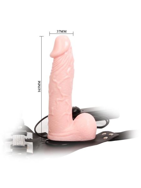 Realistyczny penis na paskach strapon wibrator 16cm - 4