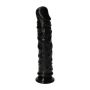 Gumowy czarny penis z żyłami i z przyssawką 18 cm - 5