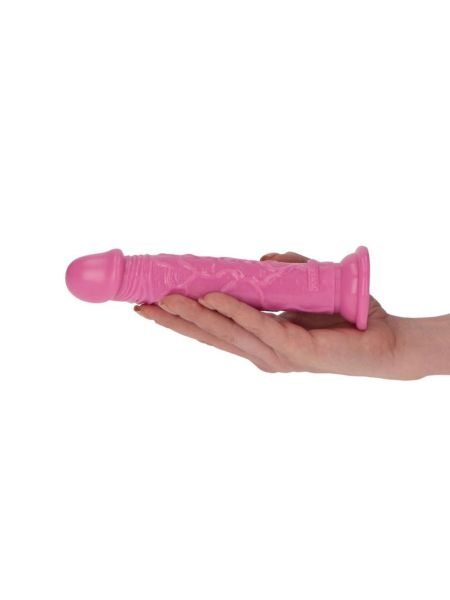 Różowy prosty żylasty penis z przyssawką 16,5 cm - 5