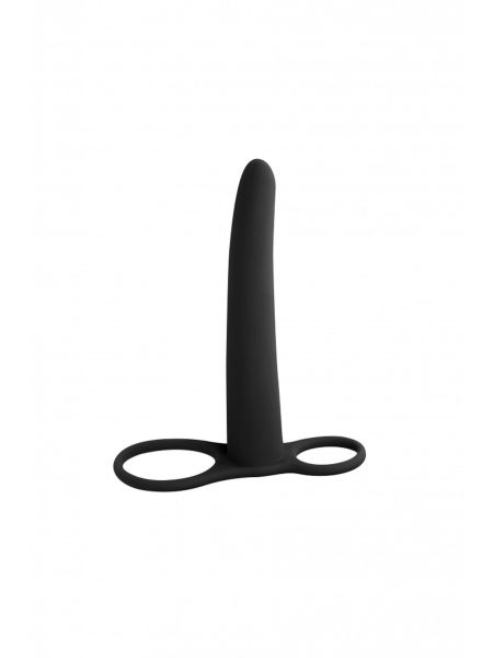 Dildo z pierścieniami do podwójnej penetracji 16cm czarne - 2