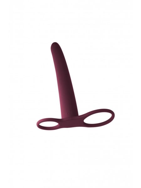 Dildo z pierścieniami do podwójnej penetracji 16cm bordowe - 2