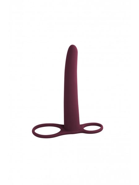 Dildo z pierścieniami do podwójnej penetracji 16cm bordowe - 3