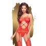 Bodystocking top pończochy otwarte krocze sex S-L czerwone - 2