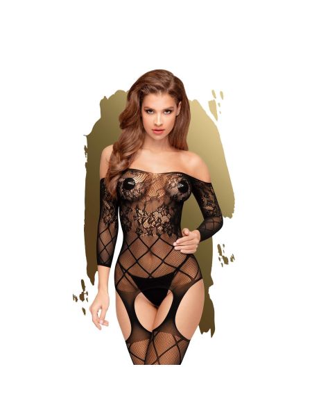 Koronkowe bodystocking erotyczna siateczka S-L