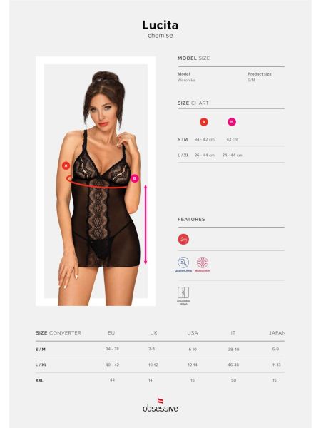 Komplet sex koszulka stringi Obsessive Lucita S/M - 7