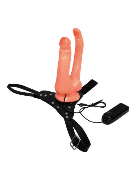 Strap-on podwójny penis 2 członki wibrator uprząż - 5