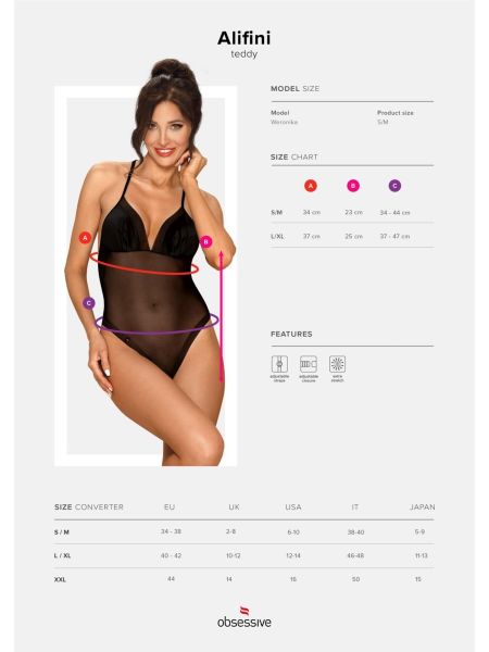 Erotyczne czarne body z siateczki sex Alifini L/XL - 7