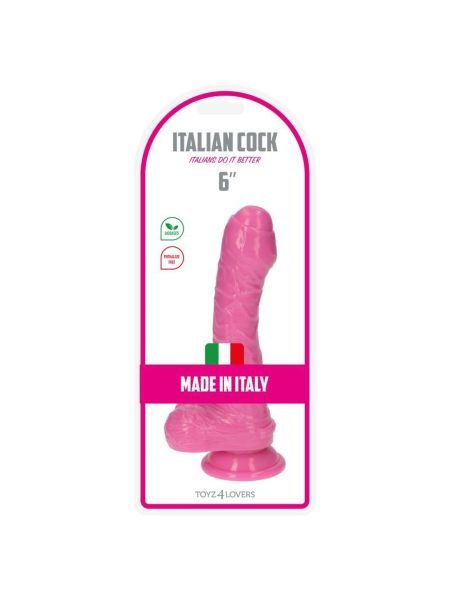 Różowy mały żylasty penis z przyssawką 16 cm - 2