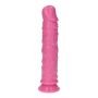 Gumowy różowy penis z żyłami i z przyssawką 18 cm - 8