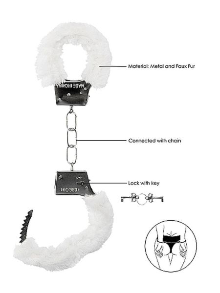 Kajdanki metalowe z futerkiem pluszem BDSM bondage - 6