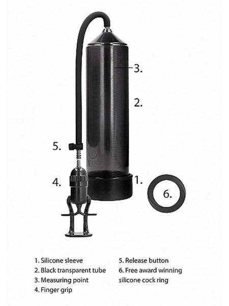 Pompka powiększająca penisa członka profesjonalna czarna - 15