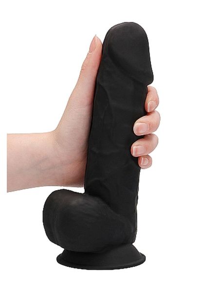 Silicone Dildo With Balls - 21,6 cm - Black - 8