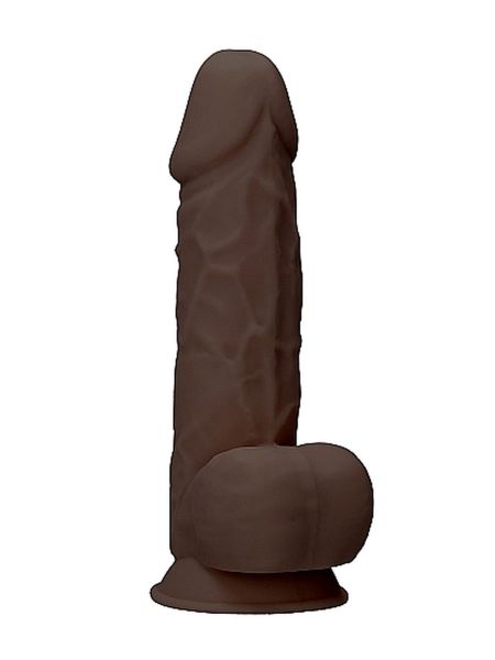 Silicone Dildo With Balls - 21,6 cm - Brown