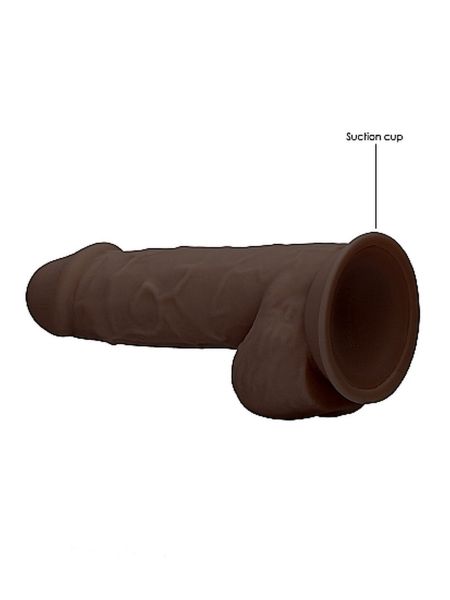 Silicone Dildo With Balls - 21,6 cm - Brown - 5