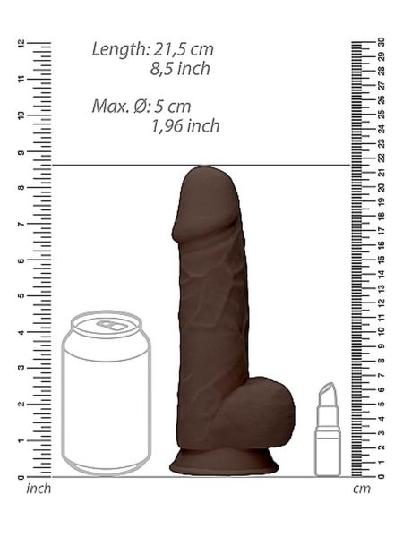 Silicone Dildo With Balls - 21,6 cm - Brown - 7