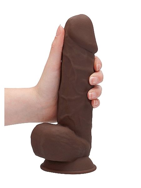 Silicone Dildo With Balls - 21,6 cm - Brown - 8