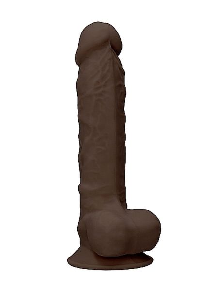 Silicone Dildo With Balls - 22,8 cm - Brown