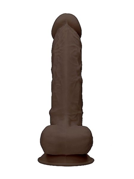 Silicone Dildo With Balls - 22,8 cm - Brown - 4