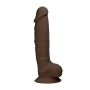 Silicone Dildo With Balls - 22,8 cm - Brown - 4