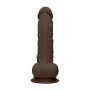 Silicone Dildo With Balls - 22,8 cm - Brown - 5