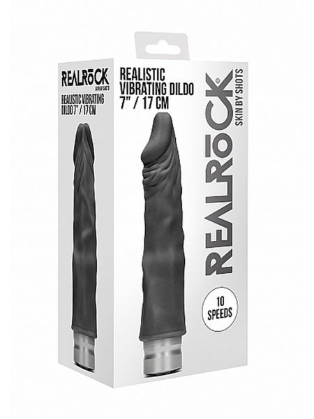 7" / 17 cm Realistic Vibrating Dildo - Black - 2