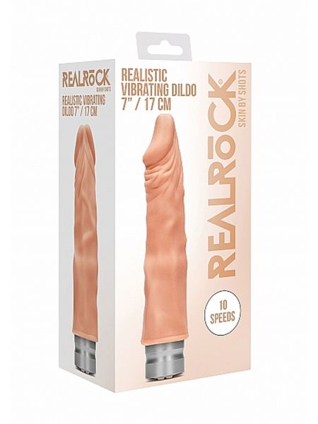 7" / 17 cm Realistic Vibrating Dildo - Flesh - 2