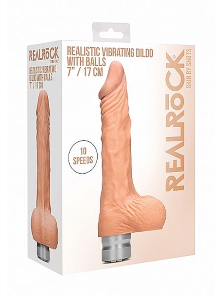 7" / 17 cm Realistic Vibrating Dildo With Balls - Flesh - 2