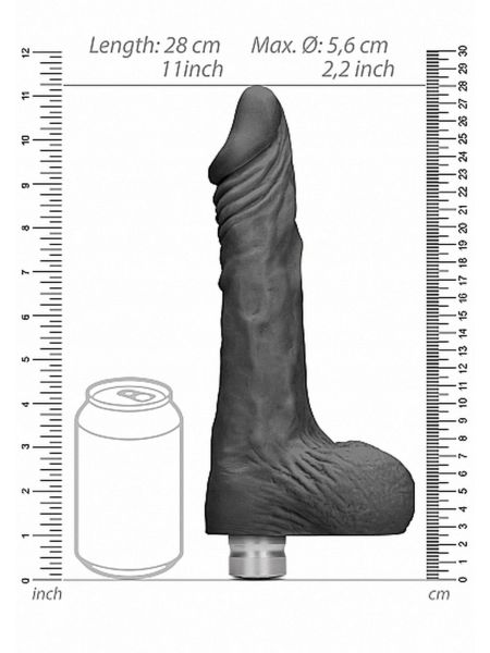 10" / 25 cm Realistic Vibrating Dildo With Balls - Black - 5