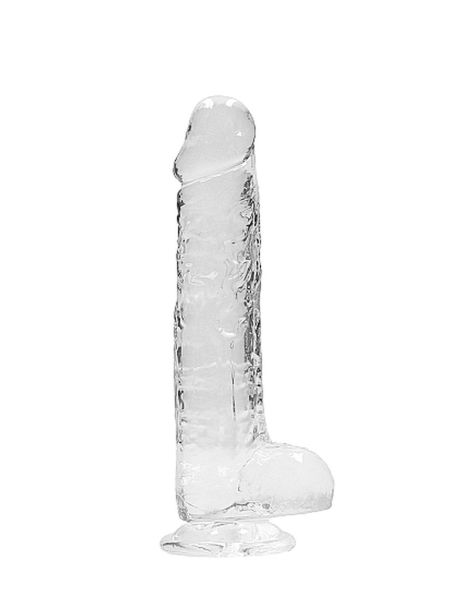 Gumowe przezroczyste dildo z prostym trzonem 21 cm - 4