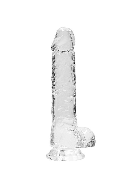 Gumowe przezroczyste dildo z prostym trzonem 21 cm