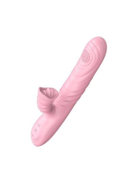 Wibrator posuwisty z sex masażerem 20 trybów 23cm cielisty - 4