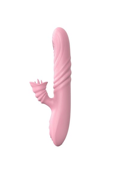 Wibrator posuwisty z sex masażerem 20 trybów 23cm cielisty - 5