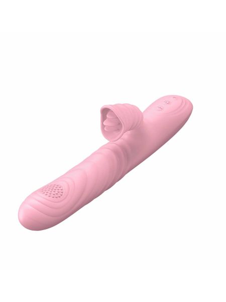 Wibrator posuwisty z sex masażerem 20 trybów 23cm cielisty - 6