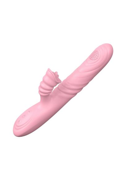 Wibrator posuwisty z sex masażerem 20 trybów 23cm cielisty - 7