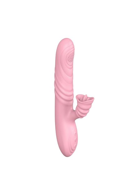 Wibrator posuwisty z sex masażerem 20 trybów 23cm cielisty - 10